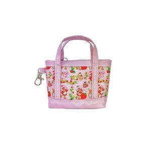 New Strawberry Shortcake Pink Mini Tote Bag Charm Coin Purse Keychain Accessory